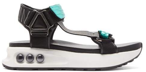 Nkp3 Faux Pearl Inlay Leather Flatform Sandals - Womens - Green
