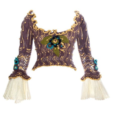 Vivienne Westwood purple crochet knitted 'On Liberty' corset, fw 1994 For Sale at 1stDibs
