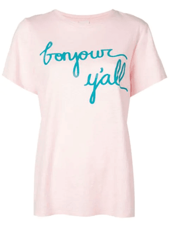 Cinq À Sept Bonjour Y'All T-Shirt In Sakura Pink/Pagoda Blue | ModeSens