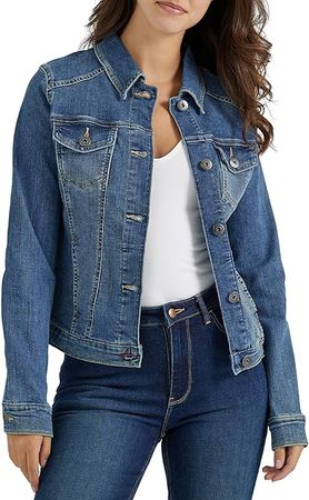 Wrangler Authentics Women's Stretch Denim Jacket, Blue, X-Large at Amazon Women's Coats Shop