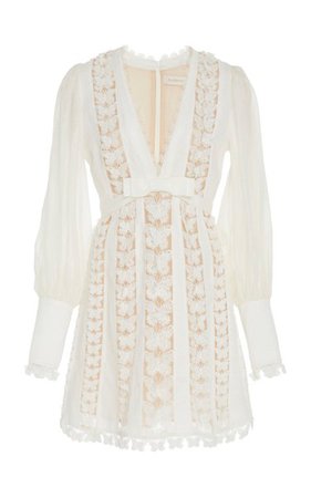 Silk And Linen-Blend Lace Mini Dress By Zimmermann | Moda Operandi