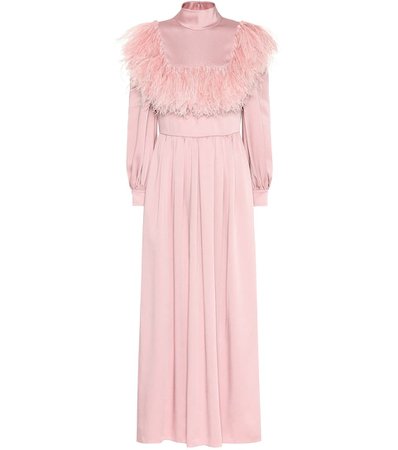 Feather-Trimmed Cady Gown - Valentino | mytheresa.com