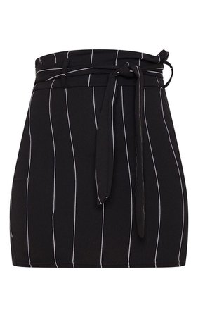 Black Pinstripe Tie Waist Mini Skirt | Skirts | PrettyLittleThing USA