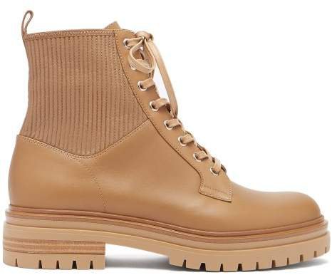 Lace Up Leather Ankle Boots - Womens - Tan