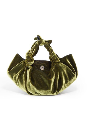 olive green suede ruched bag