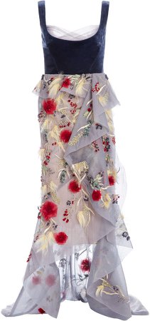Marchesa Embellished Velvet Gown
