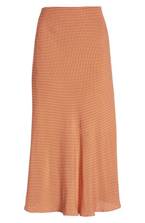 Leith Bias Cut Midi Skirt orange