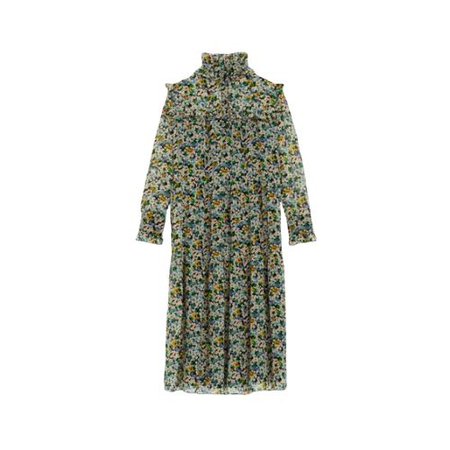 midi dress 'prairie' with floral-print silk georgette