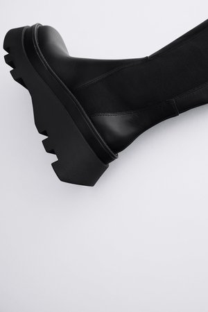 FLAT LEATHER BOOTS WITH TRACK SOLES | ZARA United Kingdom