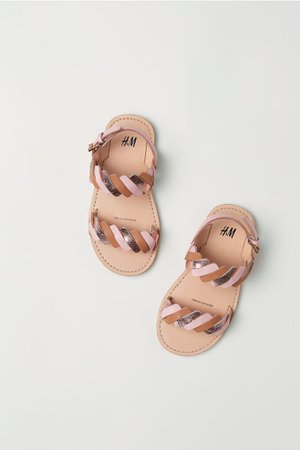 Sandálias em pele - Rosa claro - CRIANÇA | H&M PT