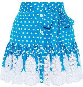 Emy Crochet-trimmed Polka-dot Cotton Mini Skirt