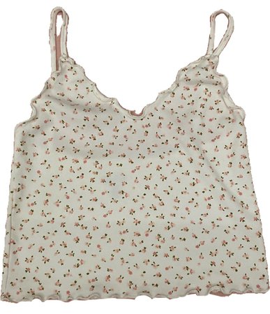 brandy melville white and pink floral ruffle cami