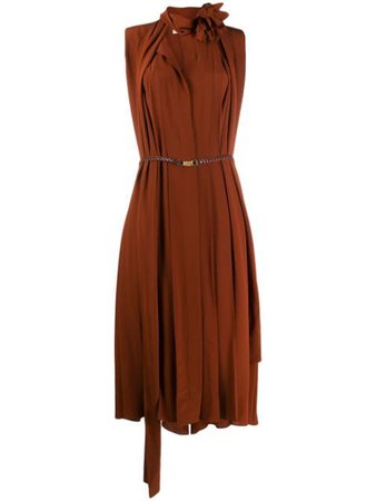 Victoria Beckham Scarf Neckline Sleeveless Dress 1220WDR001211A Brown | Farfetch