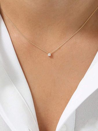 1pc Exquisite Cubic Zirconia Charm Sterling Silver Necklace For Women For Daily Decoration | SHEIN