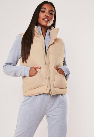 Nude Puffer Gilet | Missguided