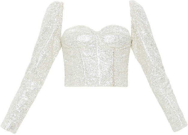Mach & Mach Glitter Top Corset With Long Sleeves