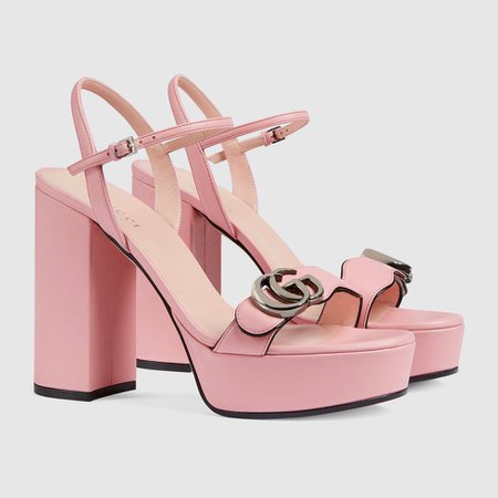 Pink Women's platform sandal with Double G | GUCCI® US