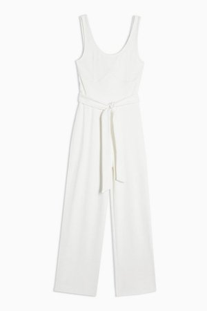 White Ribbed Jumpsuit With Bust Seam | Topshop