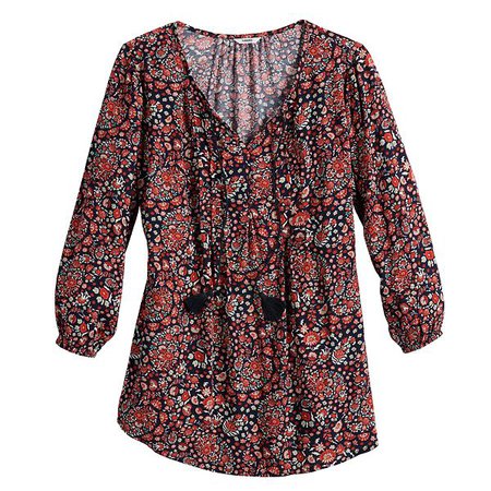 Women's Sonoma Goods For Life® Printed Pintuck Peasant Blouse
