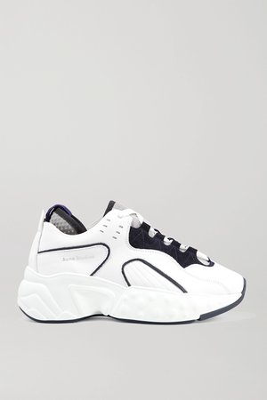 White Leather, suede and mesh sneakers | Acne Studios | NET-A-PORTER