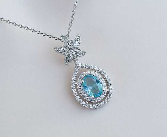 sliver and blue necklace