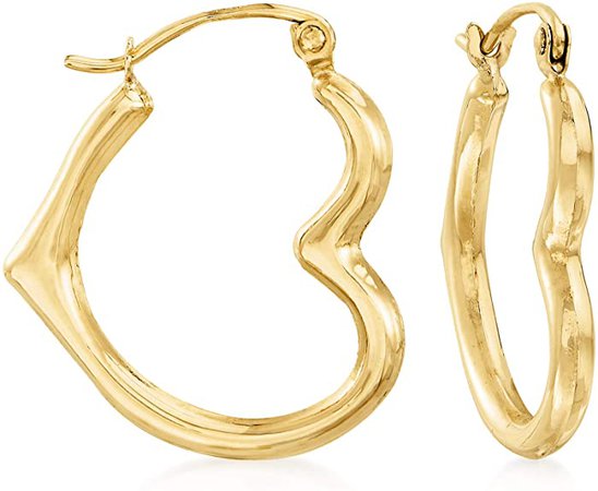 Amazon.com: Ross-Simons 14kt Yellow Gold Heart Outline Hoop Earrings: Clothing, Shoes & Jewelry