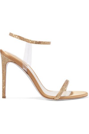 René Caovilla | Crystal-embellished satin and PVC sandals | NET-A-PORTER.COM