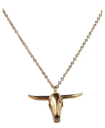 Gold Longhorn Necklace Bull Skull