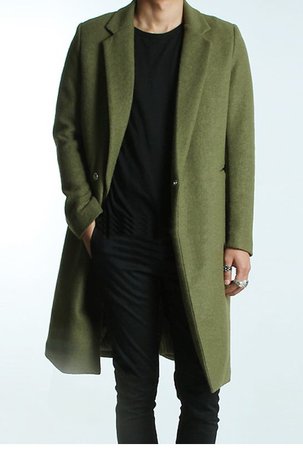 green wool coat men long