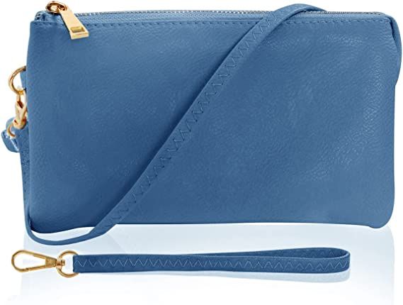 Amazon.com: Humble Chic Vegan Leather Wristlet Wallets for Women, Phone Clutch, Small Purse Crossbody Bag, Adjustable Straps, Denim Blue, Periwinkle, Dusty Medium Blue : Clothing, Shoes & Jewelry