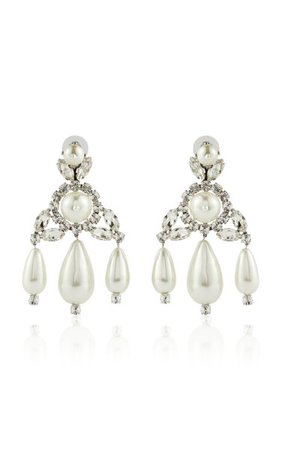Crystal & Pearl Flower Chandelier Earrings By Simone Rocha | Moda Operandi