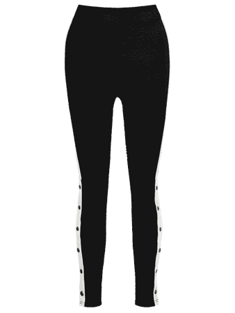 Buttoned High Waist Leggings BLACK: Leggings M | ZAFUL
