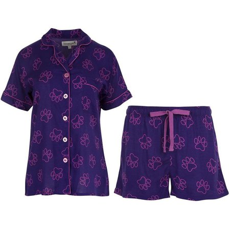 Purple Paw Pajama Shorts Set | The Animal Rescue Site