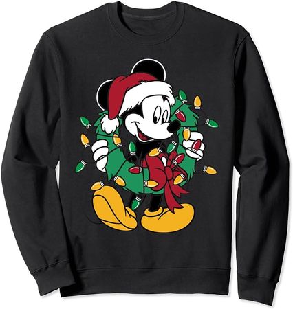 Amazon.com: Disney Mickey Mouse Christmas Lights Pullover Sweatshirt Sweatshirt : Clothing, Shoes & Jewelry