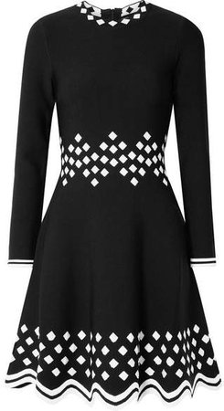 Jacquard-knit Dress - Black