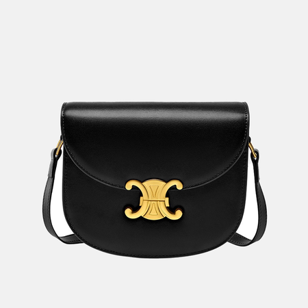 celine black and gold satchel bag