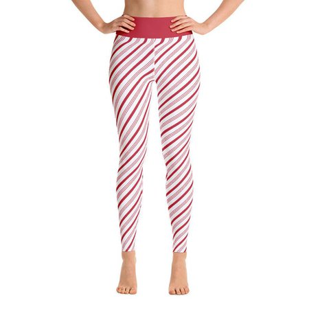 Candy Cane Stripes Yoga Leggings | Etsy