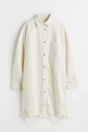 Denim Shirt Dress - Cream - Ladies | H&M CA