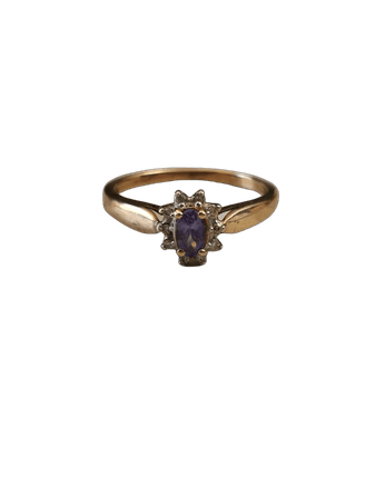 1990s Vintage Tanzanite Diamond Cluster Ring - 10k Yellow Gold Tanzanite Diamond Ring Size 7 - December Birthstone Ring