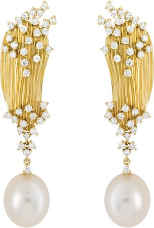 Bahia Diamond & Genuine Pearl Drop Earrings