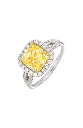 Bony Levy Cushion Yellow Diamond Halo Ring (Nordstrom Exclusive) | Nordstrom
