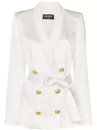 Balmain gold-tone button belted blazer $3,017 - Buy Online SS19 - Quick Shipping, Price