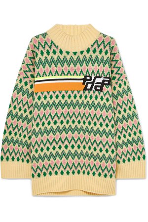 Prada | Oversized intarsia wool-blend sweater | NET-A-PORTER.COM