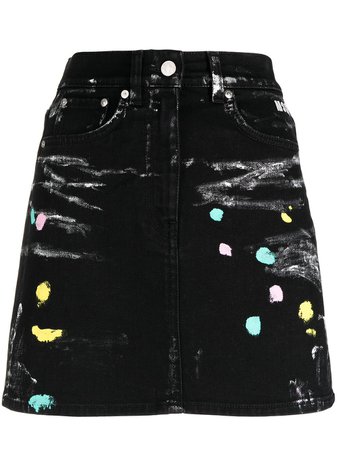 Shop MSGM paint-splatter skirt with Express Delivery - FARFETCH
