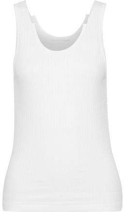 Distressed Ribbed Cotton-jersey Tank