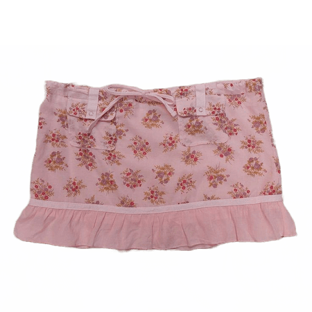 pink floral ruffle drawstring mini skirt
