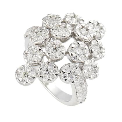 Pave Diamond 18k White Gold Designer Ring Handmade Jewelry | Artisan | Wolf & Badger