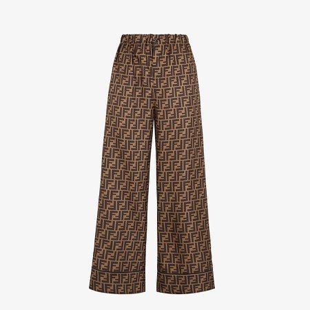 Pants in brown twill - PANTS | Fendi
