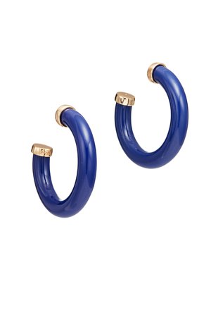 Large Lapis Hoop Earrings by Kenneth Jay Lane for $12 | Rent the Runway