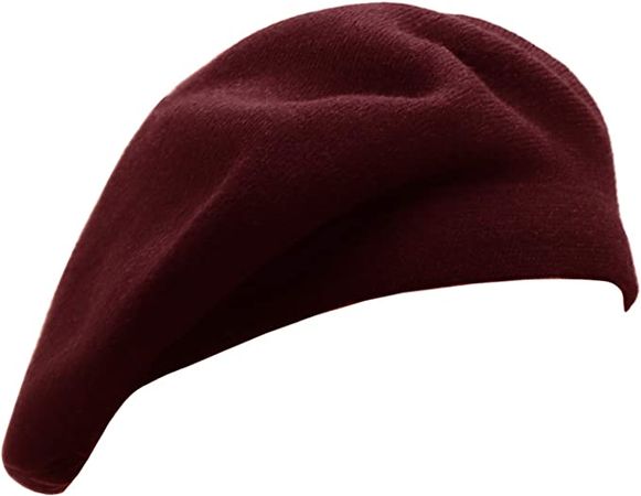 French Beret Hat,Reversible Solid Color Cashmere Beret Cap for Womens Girls Lady Adults (Red) at Amazon Women’s Clothing store